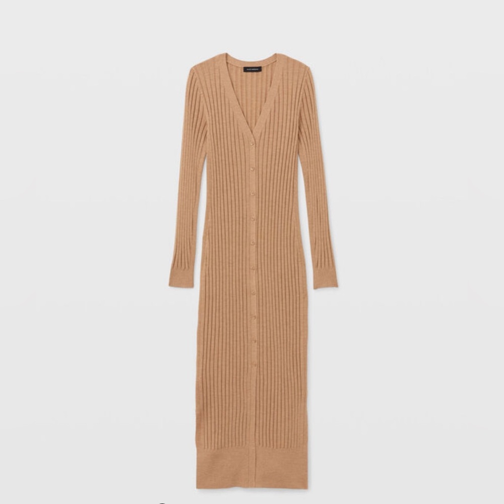Club Monaco Tan Ribbed Cardigan Dress